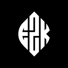 EZK circle letter logo design with circle and ellipse shape. EZK ellipse letters with typographic style. The three initials form a circle logo. EZK Circle Emblem Abstract Monogram Letter Mark Vector.