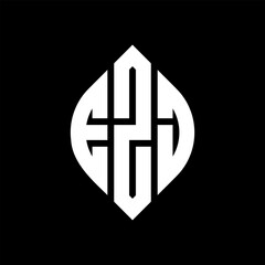 Obraz premium EZJ circle letter logo design with circle and ellipse shape. EZJ ellipse letters with typographic style. The three initials form a circle logo. EZJ Circle Emblem Abstract Monogram Letter Mark Vector.