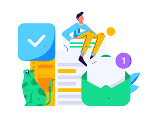 Flat vector illustration of business people operating work scene
