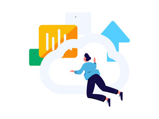 Flat vector illustration of business people operating work scene
