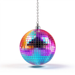 Shimmering disco ball on isolated white background - ai generative