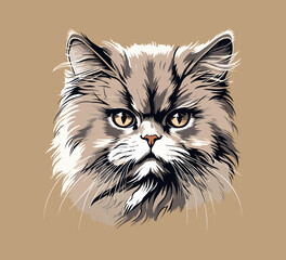 Persian Cat hand drawn vector illustration