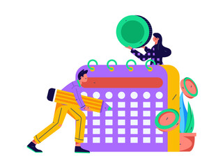 Flat vector illustration of business people operating work scene
