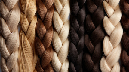 A close-up of a braid showing the blend of different hair textures, from curly to straight, symbolizing inclusivity.