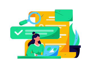 Flat vector illustration of business people operating work scene
