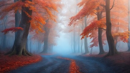 Obraz na płótnie Canvas autumn forest in the morning