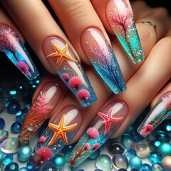 Obraz premium nails with a starfish