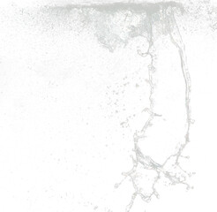 Throwing of Water splashes into drop water attack fluttering in wall floor and stop motion freeze shot. Splash Water for explosion texture graphic resource elements, black background isolated