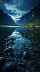 Obraz premium natures beauty reflected in mountain waters generated by ai