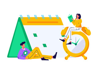 Flat vector illustration of business people operating work scene
