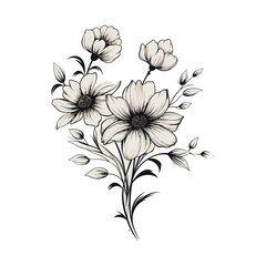 Beautiful minimalist flower illustration art.