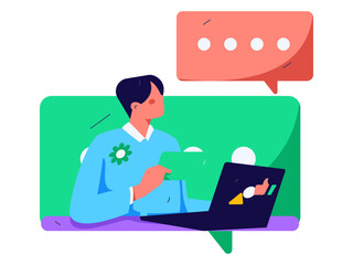 Flat vector illustration of business people operating work scene
