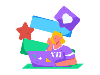 Flat vector illustration of business people operating work scene
