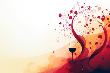 Background with glass of wine, Abstract background for February 18: National Drink Wine Day. AI generated - obrazy, fototapety, plakaty