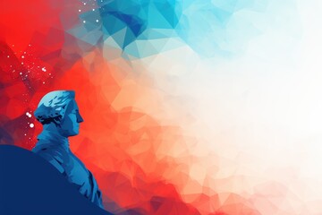 Abstract background with a silhouette of a man in front of a colorful background. Abstract background for Third Monday of February: Presidents Day - obrazy, fototapety, plakaty