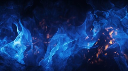 Blue Flames on Black Background. Fire, Hot, Burn
