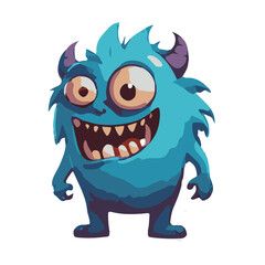 Fototapeta premium blue funny monster cartoon on transparant background