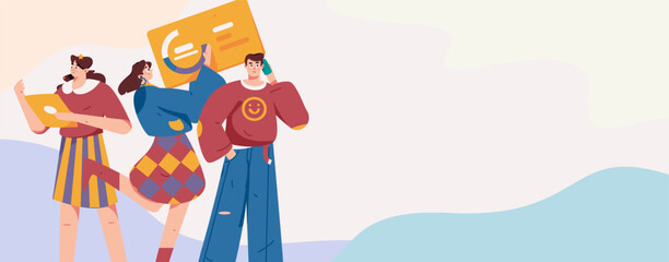 Flat vector illustration of business people operating work scene
