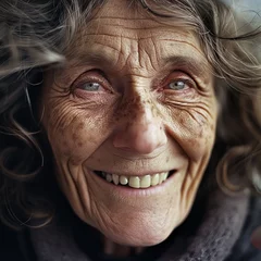 Fotobehang portrait of an older mature happy natural woman © Ivana