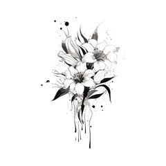 Beautiful minimalist flower illustration art.