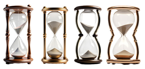 hourglass isolated on a transparent PNG background, white background, Generative Ai