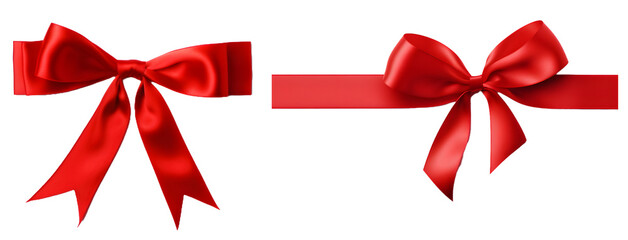 gift red ribbon isolated on a transparent PNG background, white background, Generative Ai