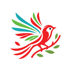Illustration design of a bird on a tree branch