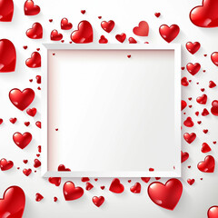 valentine's day frame with red and white hearts