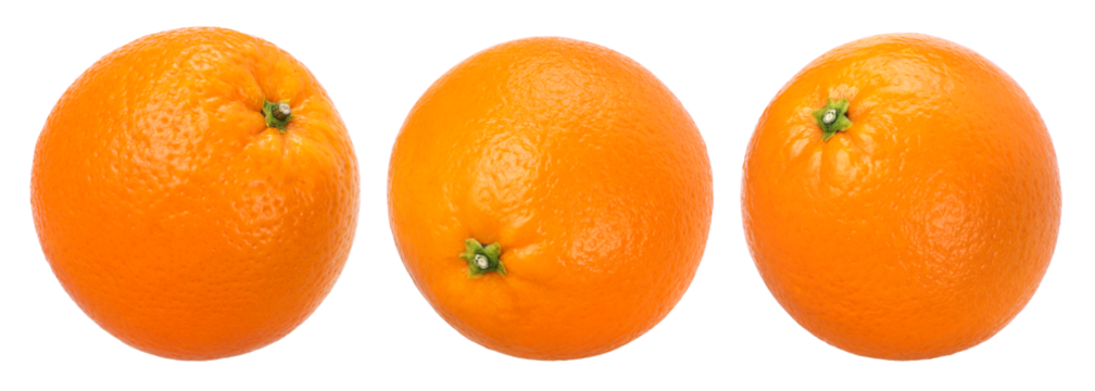 Orange fruit isolated, transparent PNG, PNG format, full depth of field, collection