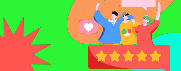 Flat vector illustration of business people operating work scene
