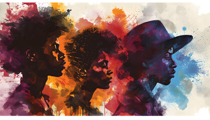 Generate a watercolor-style banner for Black History Month,