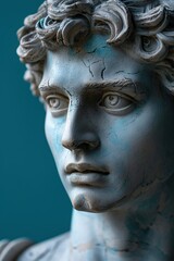 Fototapeta na wymiar A stone ancient greek, roman stoic sculpture, statue of a person.