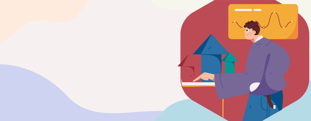 Flat vector illustration of business people operating work scene
