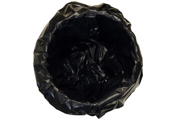Empty bin with black trash bag, top view
