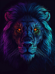 Lion - Stylistic Vibrant Neon Mascot Design