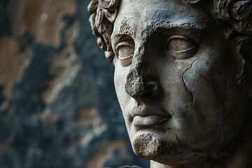 A stone ancient greek, roman stoic sculpture, statue of a person. - obrazy, fototapety, plakaty