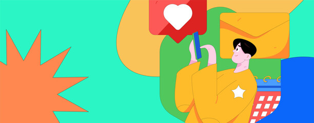 Flat vector illustration of business people operating work scene
