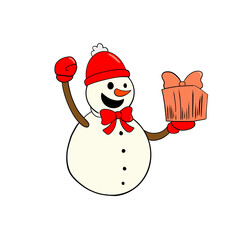 snowman with a gift