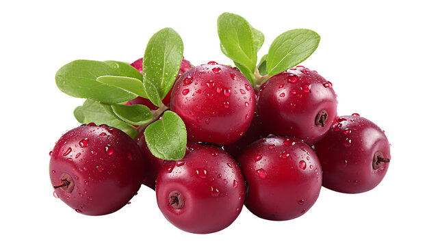 Fresh organic lingonberry on a transparent png background