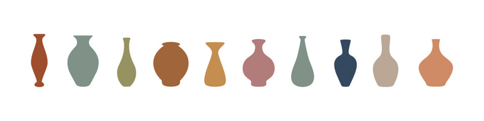 Set of different vases contemporary modern minimalist flat vectors