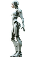 Futuristic Robot, female body shape, isolated on white background