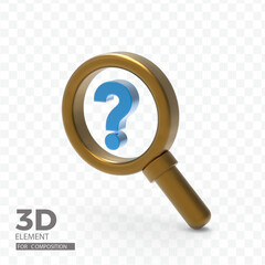 Looking for help front view 3d rendering icon illustration on transparent background