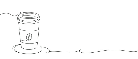 Coffee cup line art style with transparent background eps