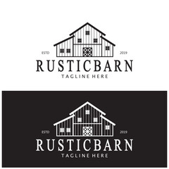 Vintage organic farmhouse or barn,warehouse, rustic barn and animal farmhouse logo design. - obrazy, fototapety, plakaty