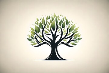 tree with leaves LOGO generated by AI technology