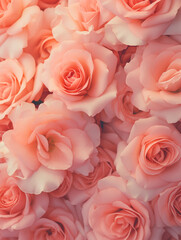 Background with roses in peach fuzz color