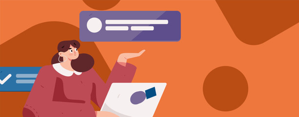 Flat vector illustration of business people operating work scene
