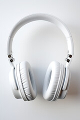Fototapeta na wymiar White headphones on a white background