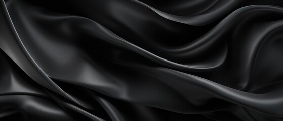 Obraz premium Black silk satin fabric abstract background