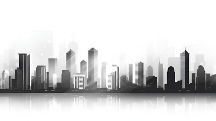 Fototapeta na wymiar miami city buildings landscape front view, black and white icon